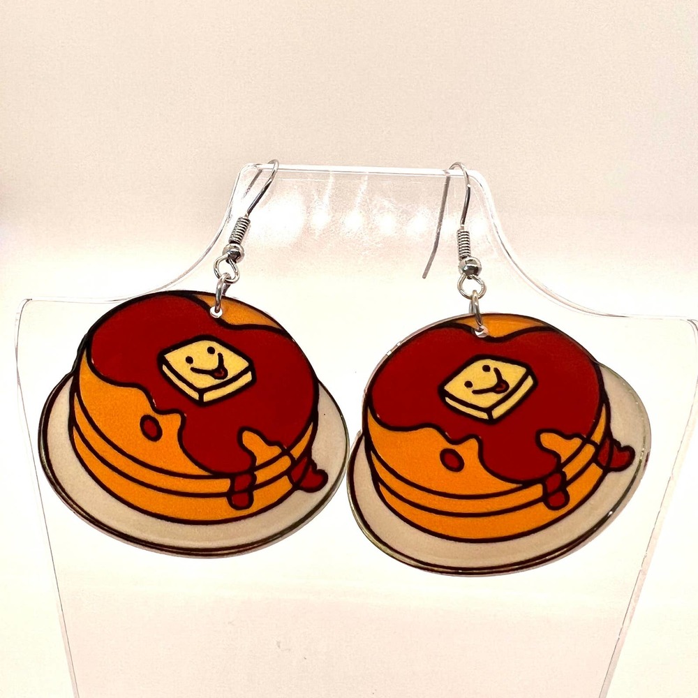 Pancake Stack Earrings - Breakfast Earrings - Waffle Earrings - Diner Earrings